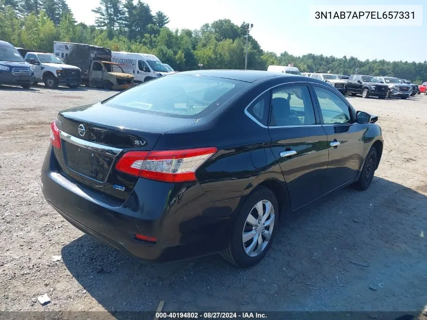 2014 Nissan Sentra Sv VIN: 3N1AB7AP7EL657331 Lot: 40194802