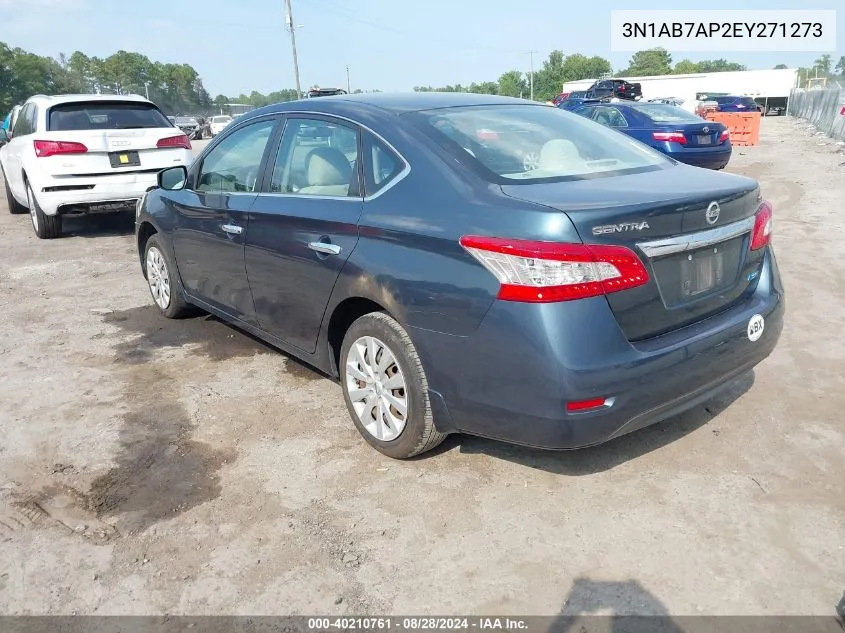 2014 Nissan Sentra Sv VIN: 3N1AB7AP2EY271273 Lot: 40210761