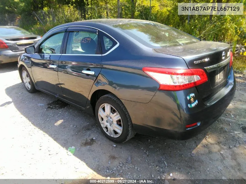 2014 Nissan Sentra Fe+ S/Fe+ Sv/S/Sl/Sr/Sv VIN: 3N1AB7AP7EL667129 Lot: 40212599