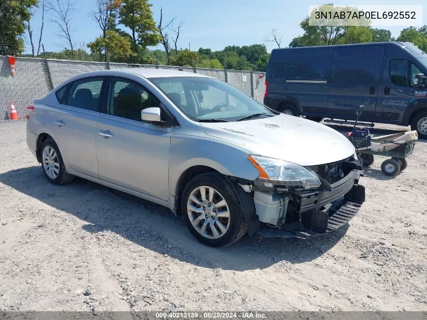 2014 Nissan Sentra S VIN: 3N1AB7AP0EL692552 Lot: 40213139