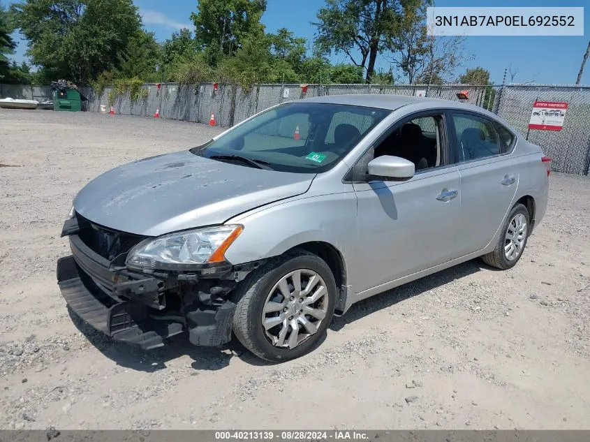 2014 Nissan Sentra S VIN: 3N1AB7AP0EL692552 Lot: 40213139