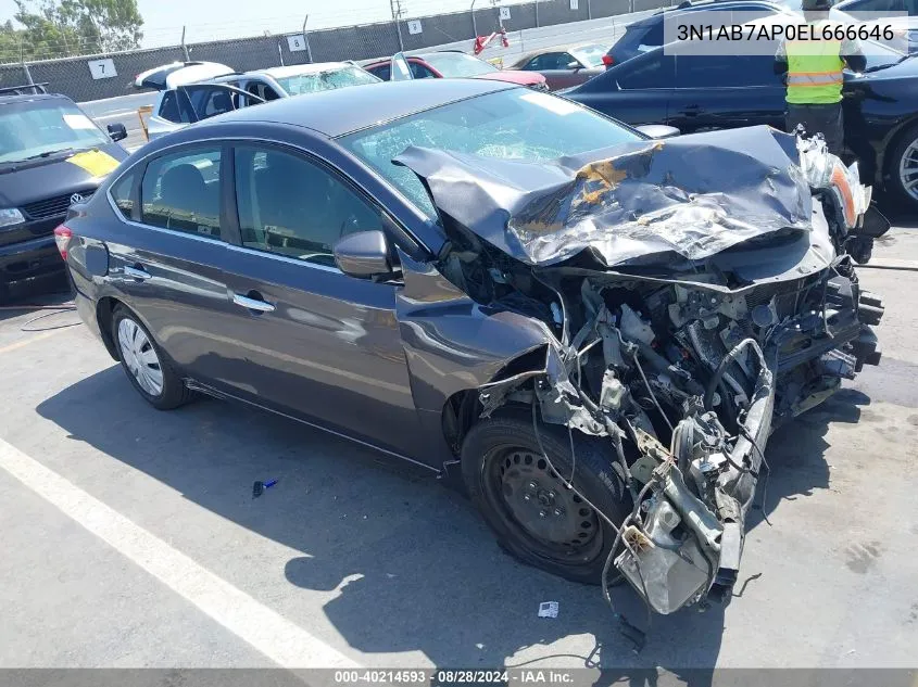 2014 Nissan Sentra Fe+ S/Fe+ Sv/S/Sl/Sr/Sv VIN: 3N1AB7AP0EL666646 Lot: 40214593