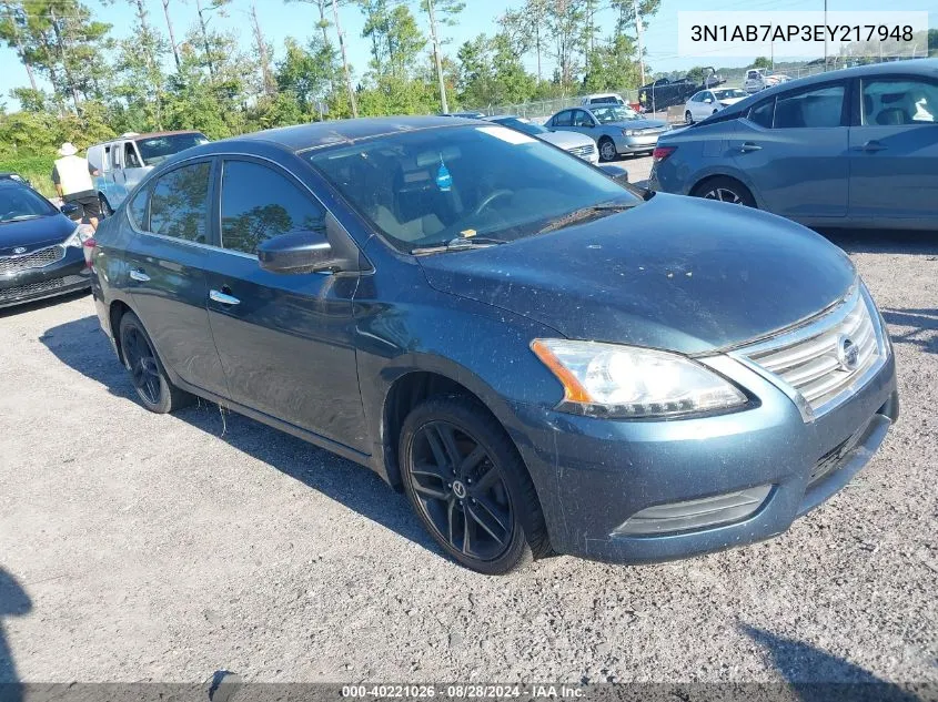 2014 Nissan Sentra Fe+ S/Fe+ Sv/S/Sl/Sr/Sv VIN: 3N1AB7AP3EY217948 Lot: 40221026