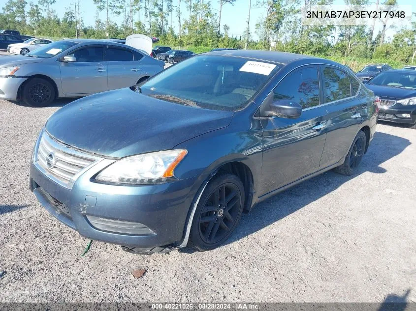 2014 Nissan Sentra Fe+ S/Fe+ Sv/S/Sl/Sr/Sv VIN: 3N1AB7AP3EY217948 Lot: 40221026