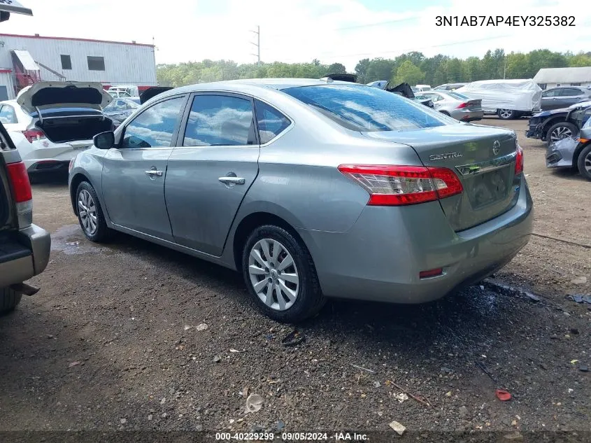 2014 Nissan Sentra Sv VIN: 3N1AB7AP4EY325382 Lot: 40229299