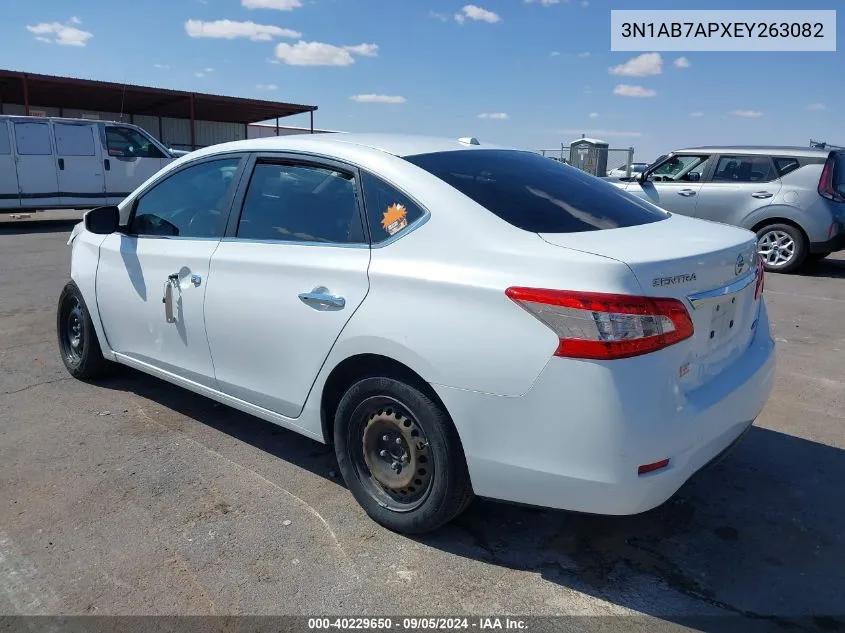 2014 Nissan Sentra S/Sv/Sr/Sl VIN: 3N1AB7APXEY263082 Lot: 40229650