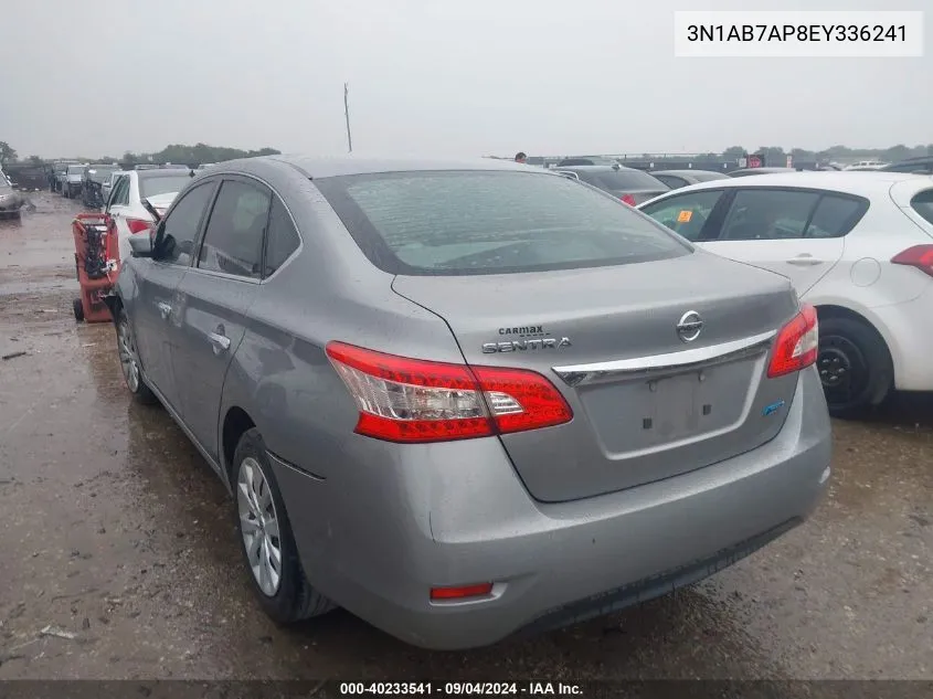 2014 Nissan Sentra S VIN: 3N1AB7AP8EY336241 Lot: 40233541