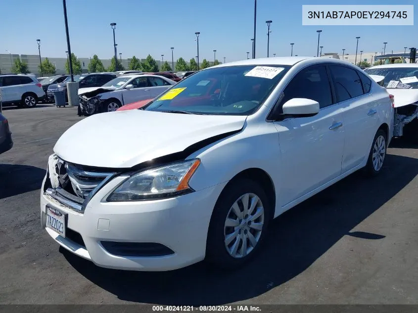 2014 Nissan Sentra Fe+ S VIN: 3N1AB7AP0EY294745 Lot: 40241221