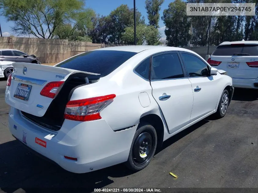 2014 Nissan Sentra Fe+ S VIN: 3N1AB7AP0EY294745 Lot: 40241221