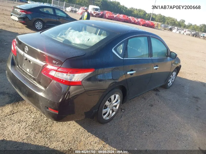 3N1AB7AP0EY200668 2014 Nissan Sentra S/Sv/Sr/Sl