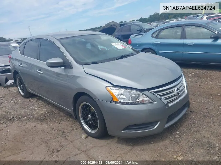 2014 Nissan Sentra S/Sv/Sr/Sl VIN: 3N1AB7AP4EL624724 Lot: 40254476