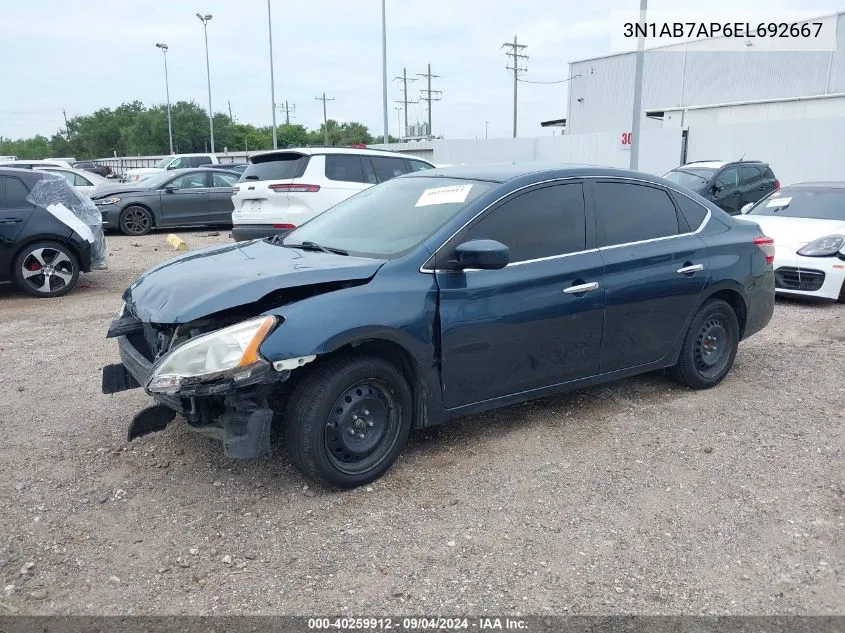 3N1AB7AP6EL692667 2014 Nissan Sentra S