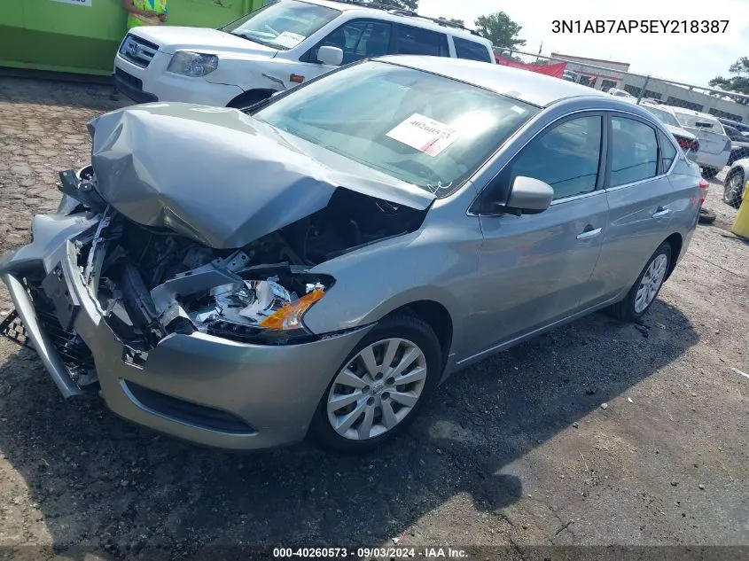 2014 Nissan Sentra Fe+ S/Fe+ Sv/S/Sl/Sr/Sv VIN: 3N1AB7AP5EY218387 Lot: 40260573