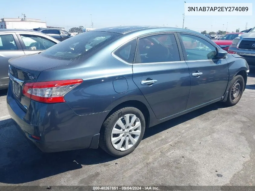 3N1AB7AP2EY274089 2014 Nissan Sentra S/Sv/Sr/Sl