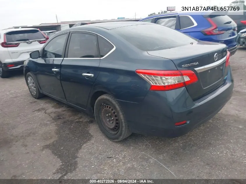 2014 Nissan Sentra Sv VIN: 3N1AB7AP4EL657769 Lot: 40272026