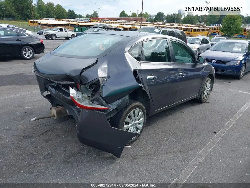 2014 Nissan Sentra S/Sv/Sr/Sl VIN: 3N1AB7AP6EL695651 Lot: 40272914