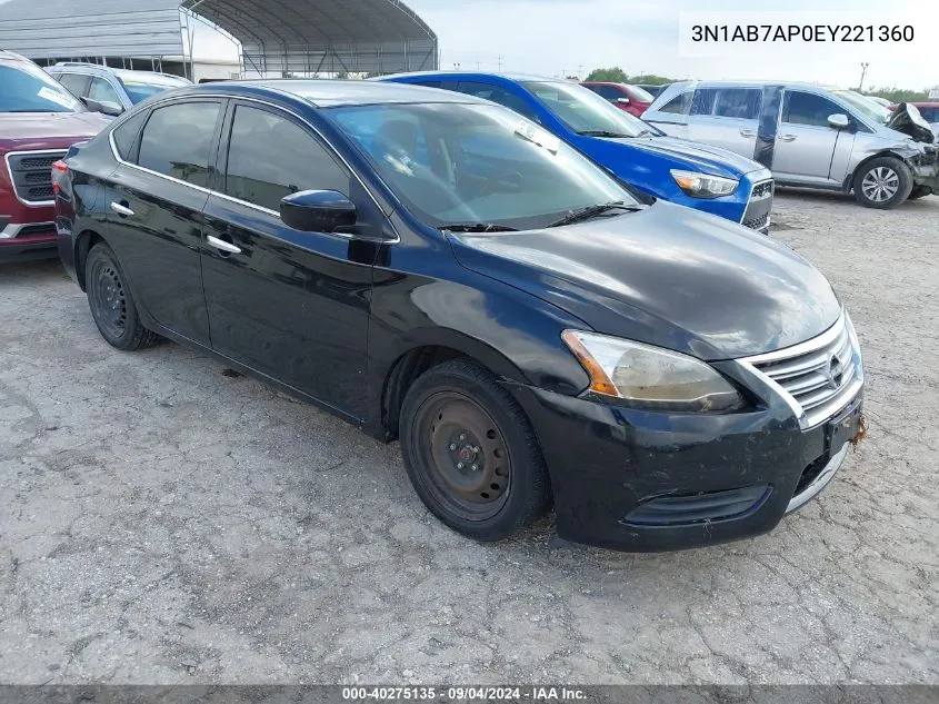 2014 Nissan Sentra Sv VIN: 3N1AB7AP0EY221360 Lot: 40275135