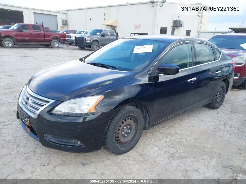 2014 Nissan Sentra Sv VIN: 3N1AB7AP0EY221360 Lot: 40275135