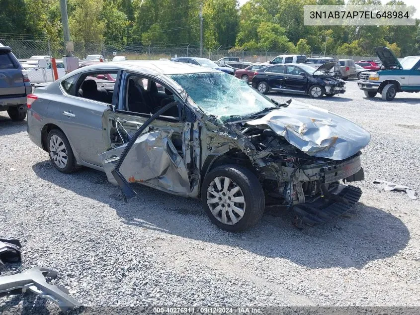 2014 Nissan Sentra Fe+ Sv VIN: 3N1AB7AP7EL648984 Lot: 40276911