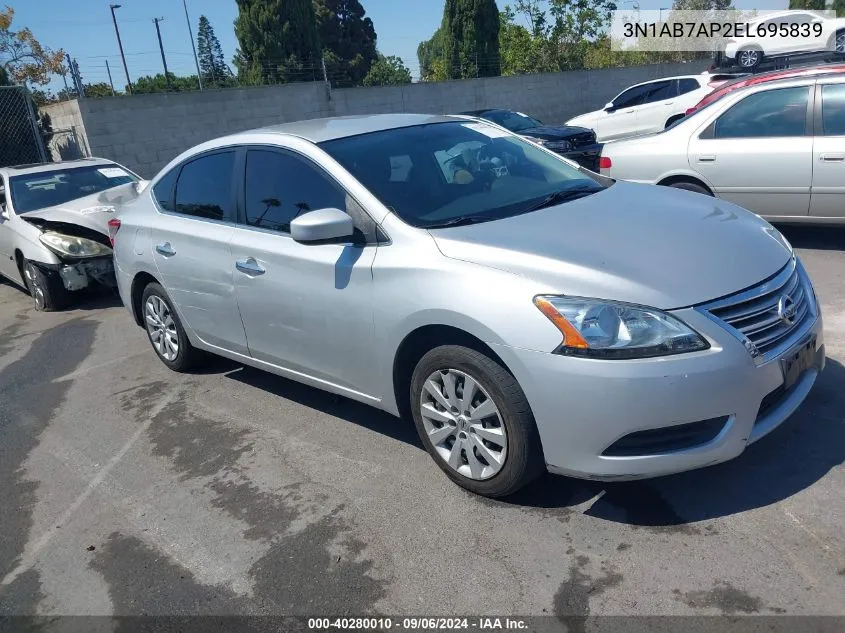 2014 Nissan Sentra S VIN: 3N1AB7AP2EL695839 Lot: 40280010