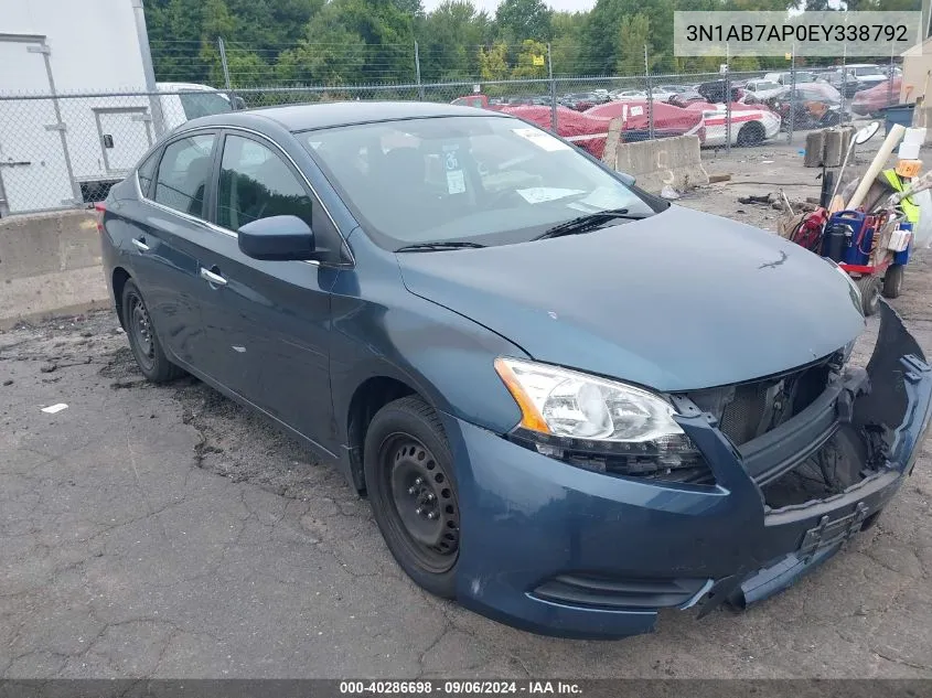 2014 Nissan Sentra S VIN: 3N1AB7AP0EY338792 Lot: 40286698