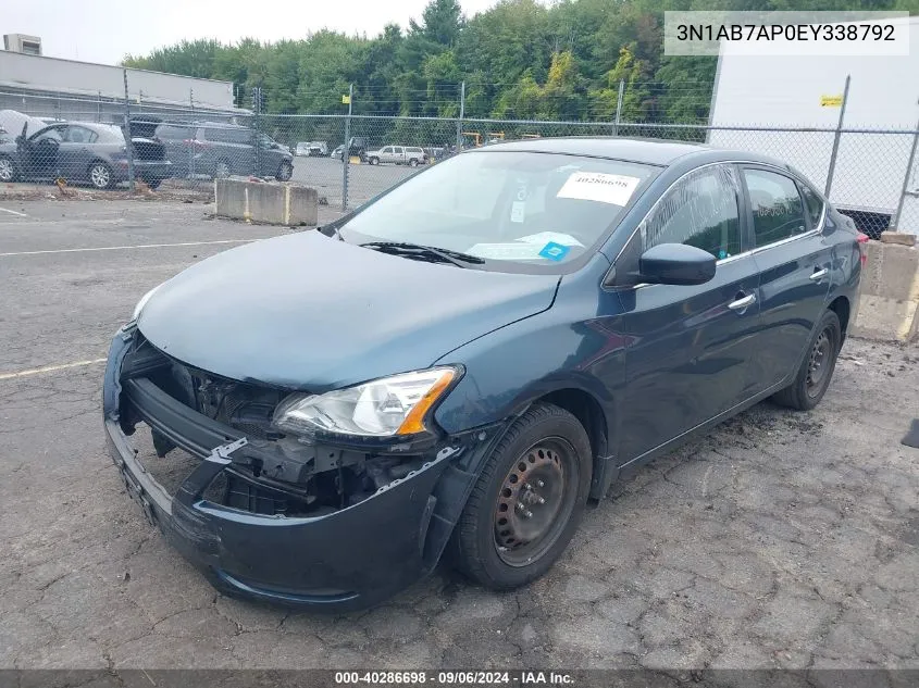 2014 Nissan Sentra S VIN: 3N1AB7AP0EY338792 Lot: 40286698