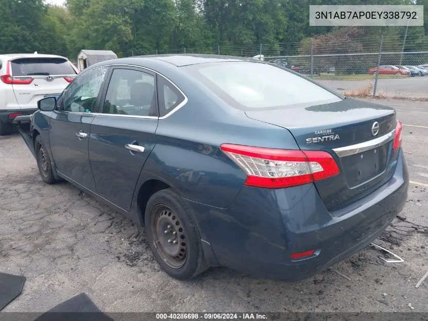 2014 Nissan Sentra S VIN: 3N1AB7AP0EY338792 Lot: 40286698