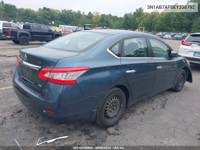 2014 Nissan Sentra S VIN: 3N1AB7AP0EY338792 Lot: 40286698