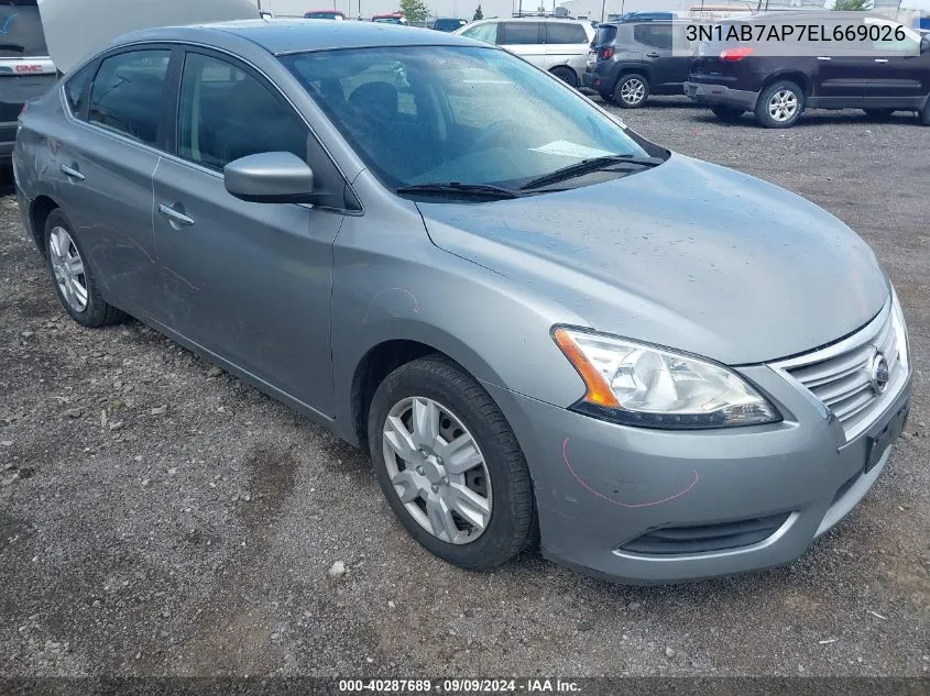 2014 Nissan Sentra Fe+ S/Fe+ Sv/S/Sl/Sr/Sv VIN: 3N1AB7AP7EL669026 Lot: 40287689