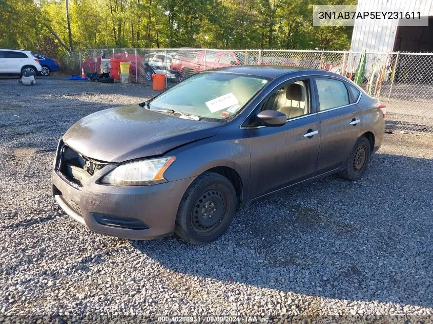 2014 Nissan Sentra S VIN: 3N1AB7AP5EY231611 Lot: 40296931