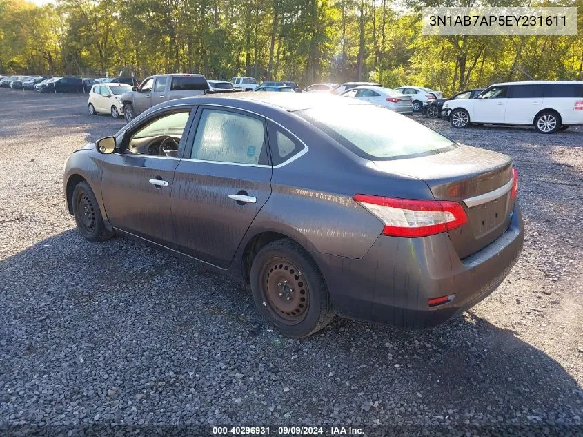 2014 Nissan Sentra S VIN: 3N1AB7AP5EY231611 Lot: 40296931