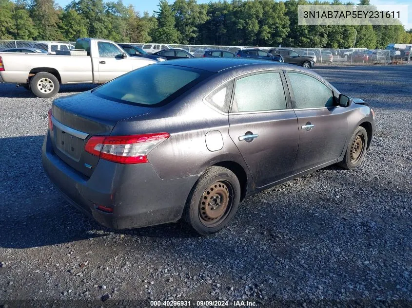 2014 Nissan Sentra S VIN: 3N1AB7AP5EY231611 Lot: 40296931