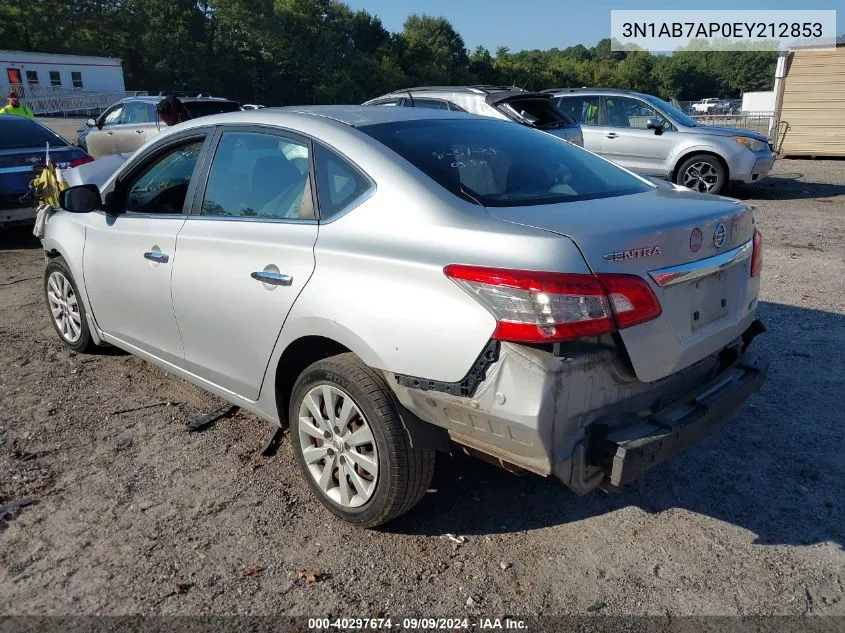 2014 Nissan Sentra Fe+ S/Fe+ Sv/S/Sl/Sr/Sv VIN: 3N1AB7AP0EY212853 Lot: 40297674