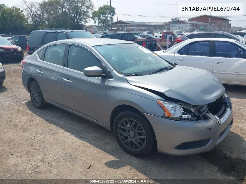 2014 Nissan Sentra Sv VIN: 3N1AB7AP9EL670744 Lot: 40299722