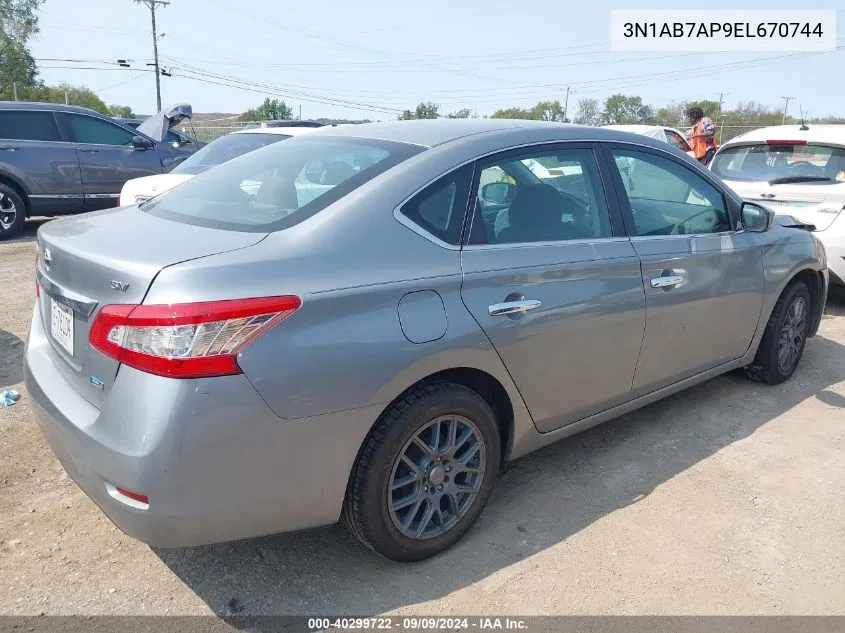 2014 Nissan Sentra Sv VIN: 3N1AB7AP9EL670744 Lot: 40299722