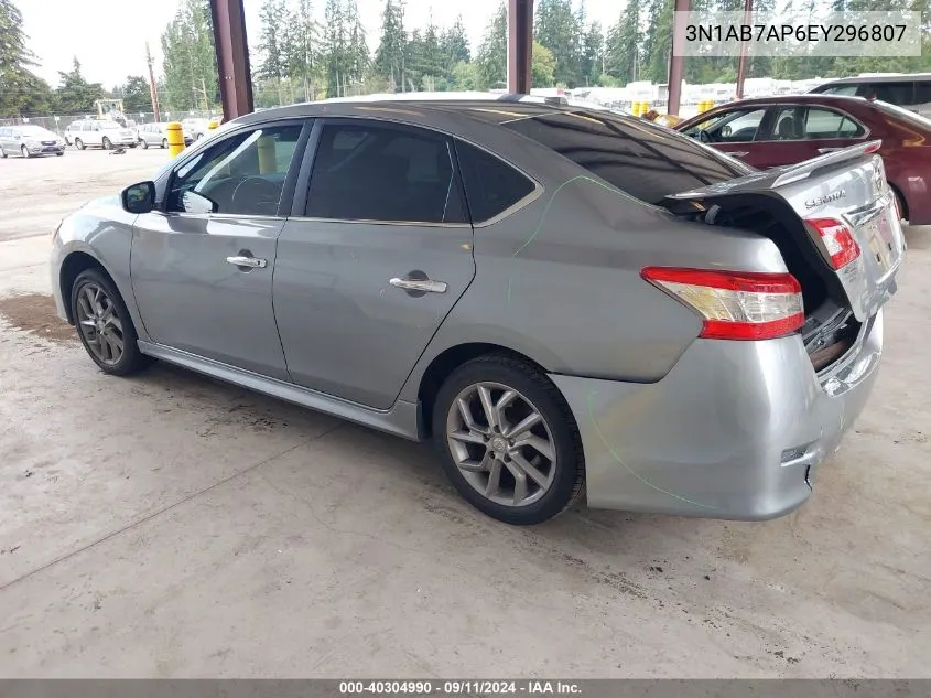 2014 Nissan Sentra Sr VIN: 3N1AB7AP6EY296807 Lot: 40304990