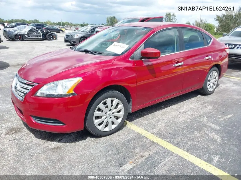 2014 Nissan Sentra Sv VIN: 3N1AB7AP1EL624261 Lot: 40307806