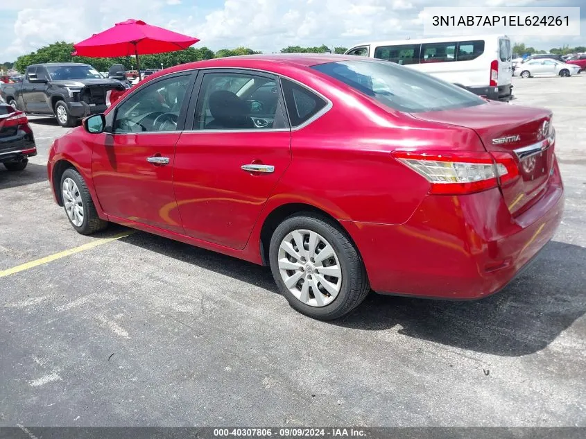 2014 Nissan Sentra Sv VIN: 3N1AB7AP1EL624261 Lot: 40307806