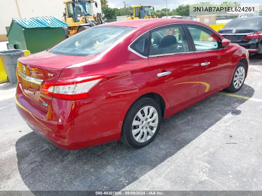 2014 Nissan Sentra Sv VIN: 3N1AB7AP1EL624261 Lot: 40307806