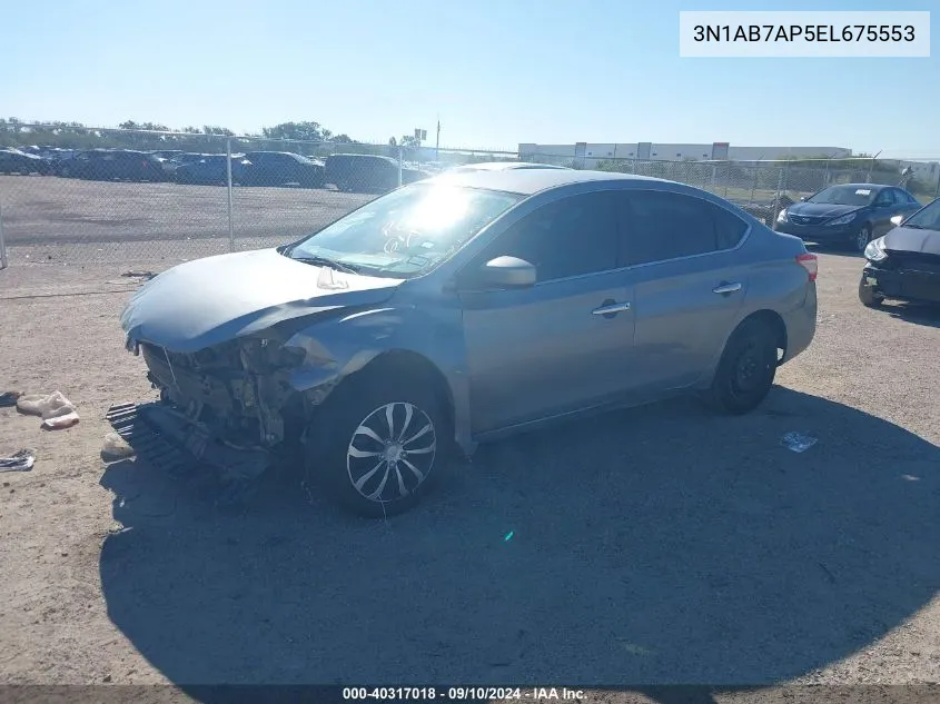 2014 Nissan Sentra Sv VIN: 3N1AB7AP5EL675553 Lot: 40317018