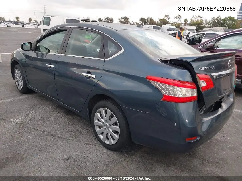 2014 Nissan Sentra Sv VIN: 3N1AB7AP6EY220858 Lot: 40326080