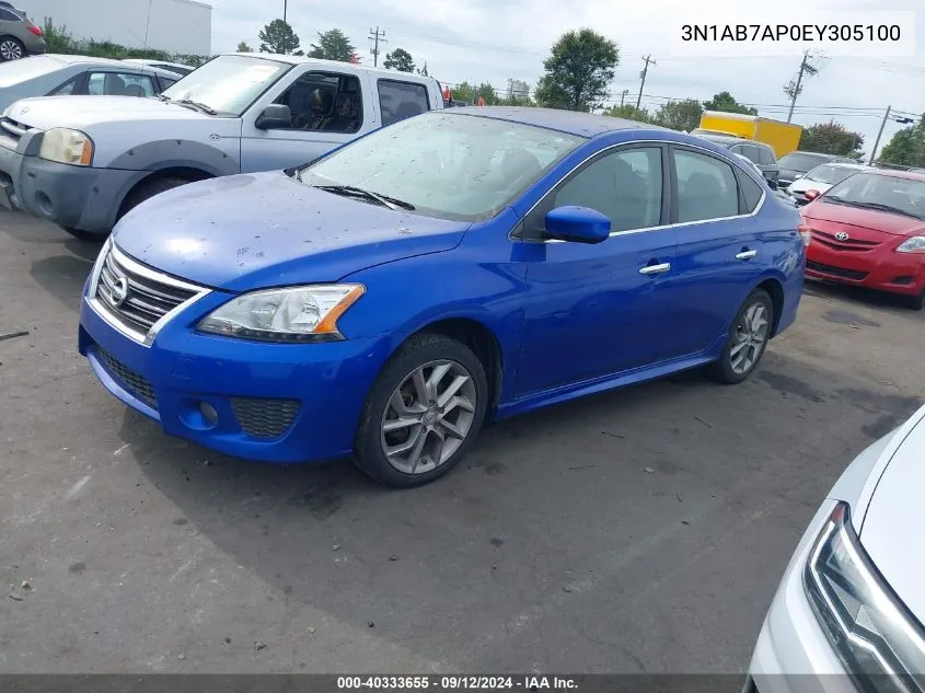 2014 Nissan Sentra Sr VIN: 3N1AB7AP0EY305100 Lot: 40333655