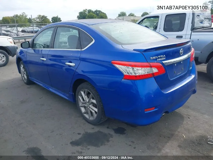 2014 Nissan Sentra Sr VIN: 3N1AB7AP0EY305100 Lot: 40333655