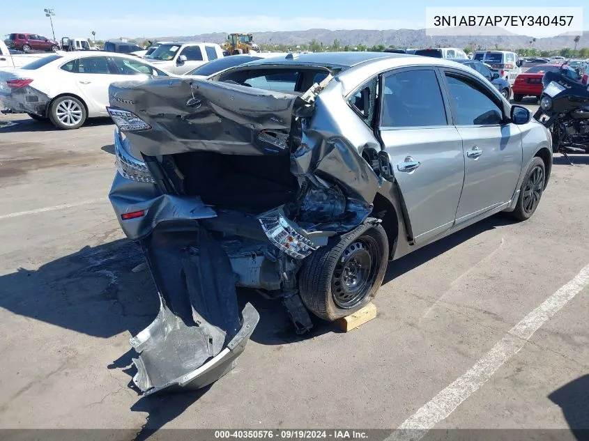 2014 Nissan Sentra Sv VIN: 3N1AB7AP7EY340457 Lot: 40350576