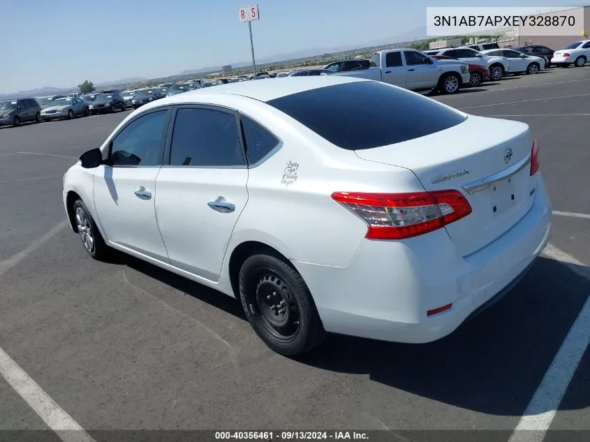 2014 Nissan Sentra S VIN: 3N1AB7APXEY328870 Lot: 40356461