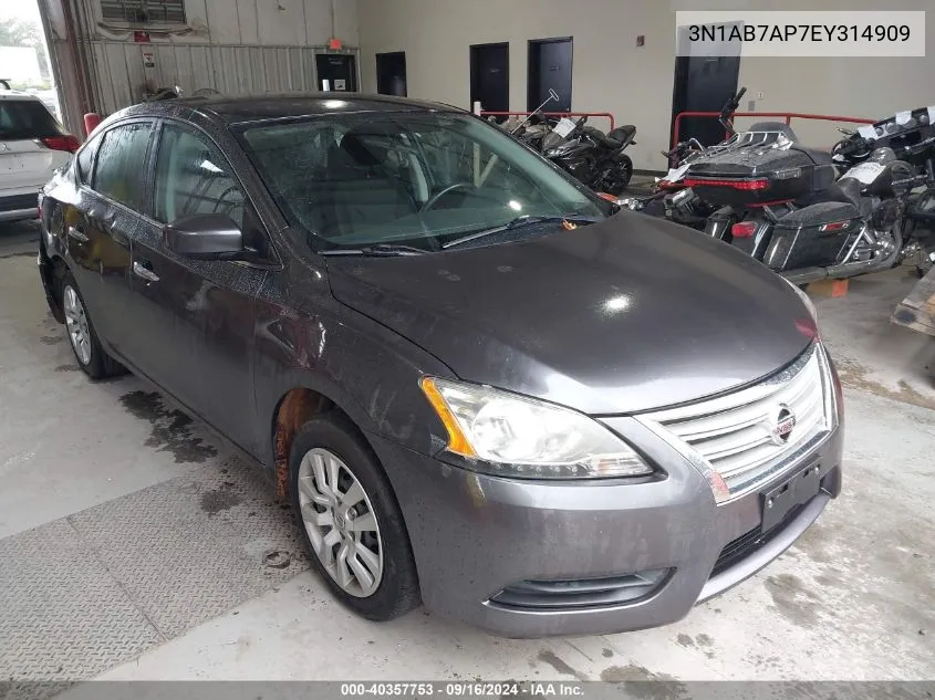 2014 Nissan Sentra Sv VIN: 3N1AB7AP7EY314909 Lot: 40357753