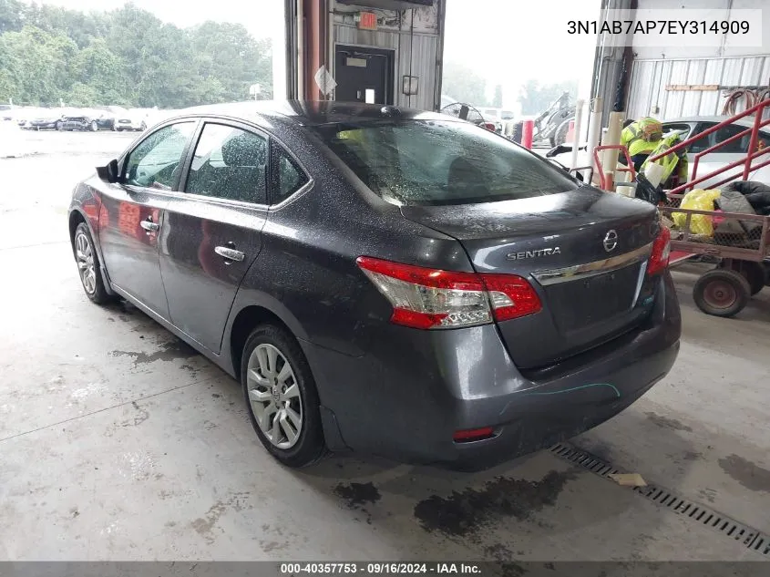 2014 Nissan Sentra Sv VIN: 3N1AB7AP7EY314909 Lot: 40357753