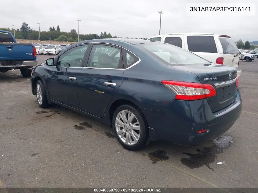 3N1AB7AP3EY316141 2014 Nissan Sentra Sl