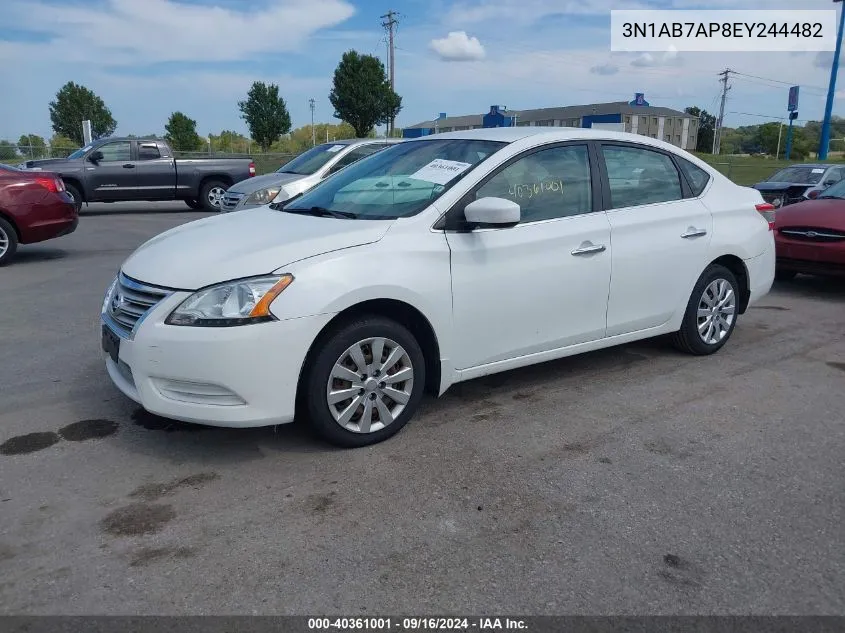 2014 Nissan Sentra Fe+ S/Fe+ Sv/S/Sl/Sr/Sv VIN: 3N1AB7AP8EY244482 Lot: 40361001