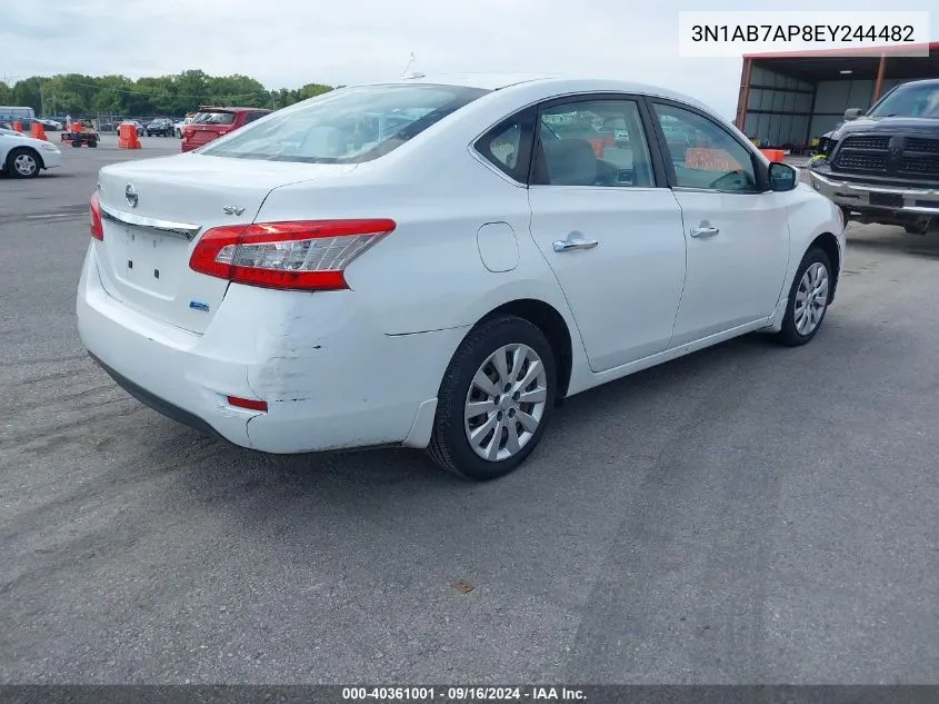 2014 Nissan Sentra Fe+ S/Fe+ Sv/S/Sl/Sr/Sv VIN: 3N1AB7AP8EY244482 Lot: 40361001